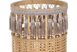 DKD Home Decor Macetero Negro Marron Set 2 Piezas 32x32x68 cm Bambu Metal