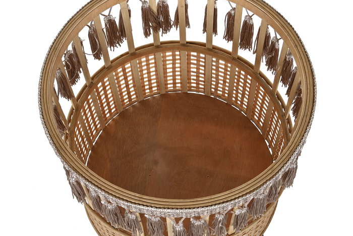 DKD Home Decor Macetero Negro Marron Set 2 Piezas 32x32x68 cm Bambu Metal