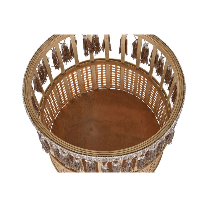 DKD Home Decor Set de 2 Maceteros de Bambú y Metal Natural Marrón 32x32x68 cm