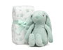 KioKids Conejo De Peluche Verde Con Mantita De Estrellas 25cm, Ideal Recien Nacido