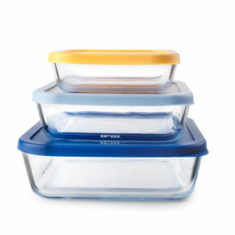 Ibili Set de 3 fiambreras cuadrados