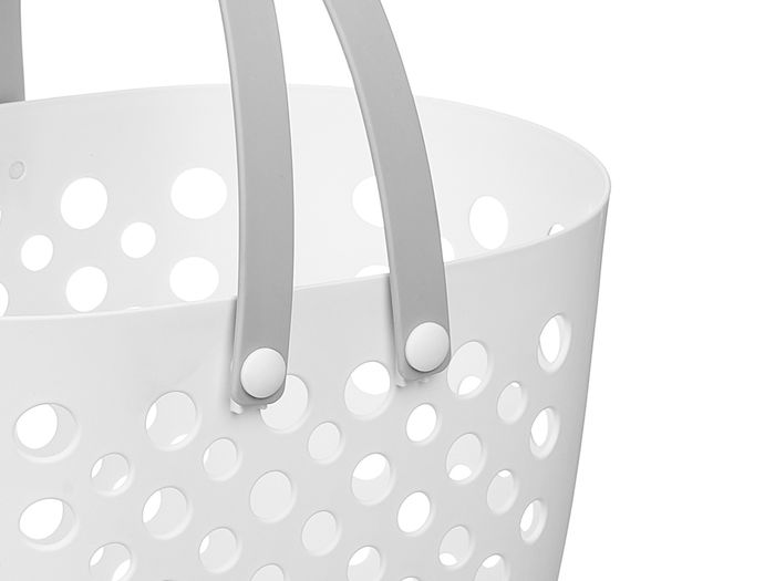 Kipit Cesto Ovalado Blanco con Asas Gris 33x19x20 cm (Set de 24)