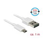 DeLOCK Cable EASY-USB 2.0 Tipo-A a Micro-B Blanco 1 m