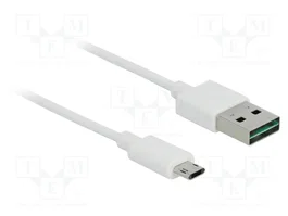 DeLOCK Cable USB 2.0 de USB A a Micro-B, 1 m, Blanco