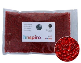 Innspiro Rocalla de vidrio redonda plateado burdeos 2,3mm 500g