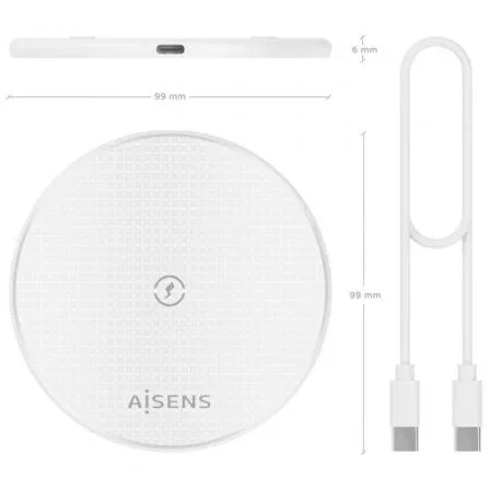 Aisens ASCH-15W1WC057-W Base de Carga Inalámbrica 15W para Móvil, USB-C, Qi, Blanco Aisens ASCH-15W1WC057-W Base de Carga Inalámbrica 15W para Móvil, USB-C, Qi, Blanco