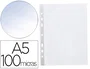 Q-connect Fundas multitaladro DIN A5 100 mc cristal 6 taladros