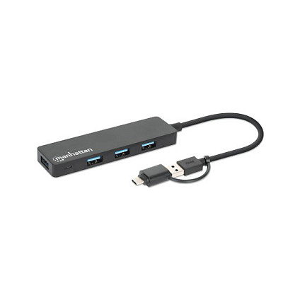 MANHATTAN Hub USB 3.0 4 Puertos USB-A + USB-C 5 Gbps Tipo C y A Negro, Conecta y Usa, Compatible con Windows, Mac, Linux, ChromeOS MANHATTAN Hub USB 3.0 4 Puertos USB-A + USB-C 5 Gbps Tipo C y A Negro, Conecta y Usa, Compatible con Windows, Mac, Linux, ChromeOS