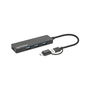 MANHATTAN Hub USB 3.0 4 Puertos USB-A + USB-C 5 Gbps Tipo C y A Negro, Conecta y Usa, Compatible con Windows, Mac, Linux, ChromeOS
