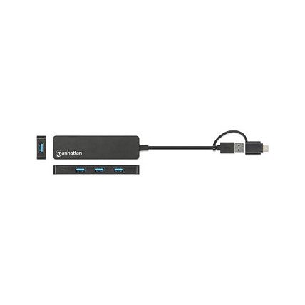 MANHATTAN Hub USB 3.0 4 Puertos USB-A + USB-C 5 Gbps Tipo C y A Negro, Conecta y Usa, Compatible con Windows, Mac, Linux, ChromeOS MANHATTAN Hub USB 3.0 4 Puertos USB-A + USB-C 5 Gbps Tipo C y A Negro, Conecta y Usa, Compatible con Windows, Mac, Linux, ChromeOS