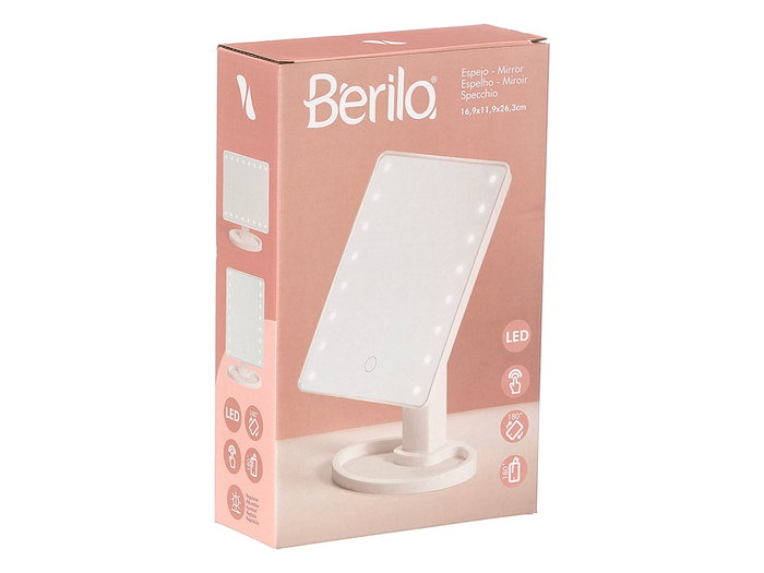 BERILO Espejo LED Rectangular de Baño Blanco