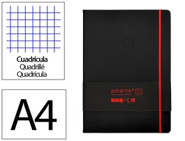 Antartik Cuaderno Antartik Notes Tapa Dura A4 Hojas Cuadricula Negro y Rojo