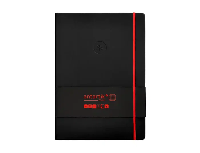 Antartik Cuaderno A4 Tapa Dura, Hojas Cuadriculadas, 100 Hojas 80gr FSC, Negro y Rojo