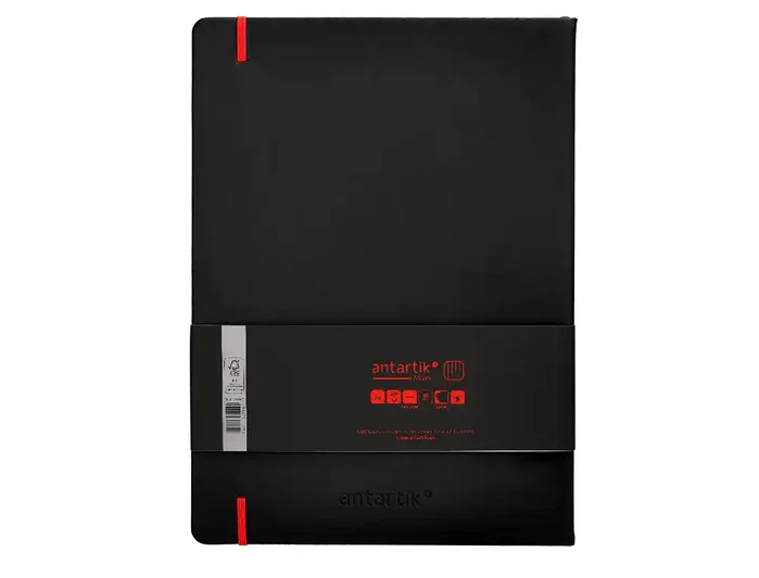 Antartik Cuaderno A4 Tapa Dura, Hojas Cuadriculadas, 100 Hojas 80gr FSC, Negro y Rojo