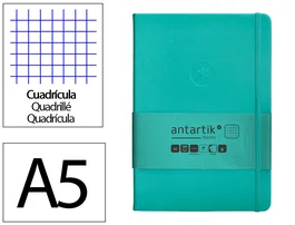 Antartik Cuaderno A5 Tapa Dura Hojas Cuadriculadas Turquesa 100 Hojas 80gr FSC