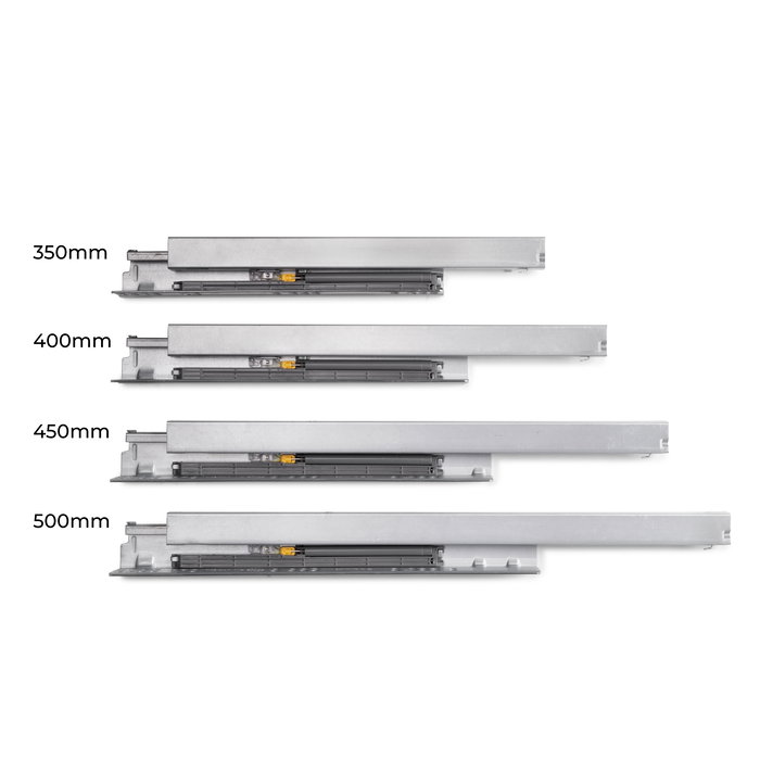 Emuca Cajón exterior Protone 30kg con guías de extracción total y cierre suave, Altura 178mm, profundidad 450mm, Acero, Gris antracita