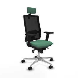 PIQUERAS Y CRESPO Silla de oficina Horna con mecanismo Sincro, Verde esmeralda y Negro