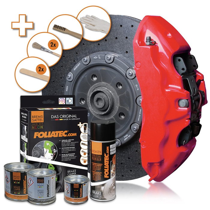 Foliatec Kit Pintura para Pinzas de Freno Neón Rojo 4 Componentes Foliatec Kit Pintura para Pinzas de Freno Neón Rojo 4 Componentes