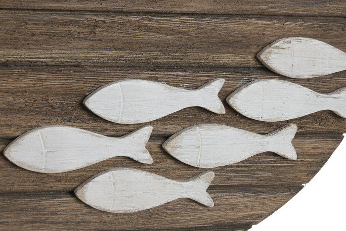 DKD Home Decor Decoración de Pared Paulownia con Cuerda y Peces