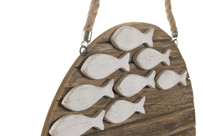 DKD Home Decor Decoración de Pared Paulownia con Cuerda y Peces