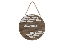 DKD Home Decor Decoración de Pared Paulownia con Cuerda y Peces