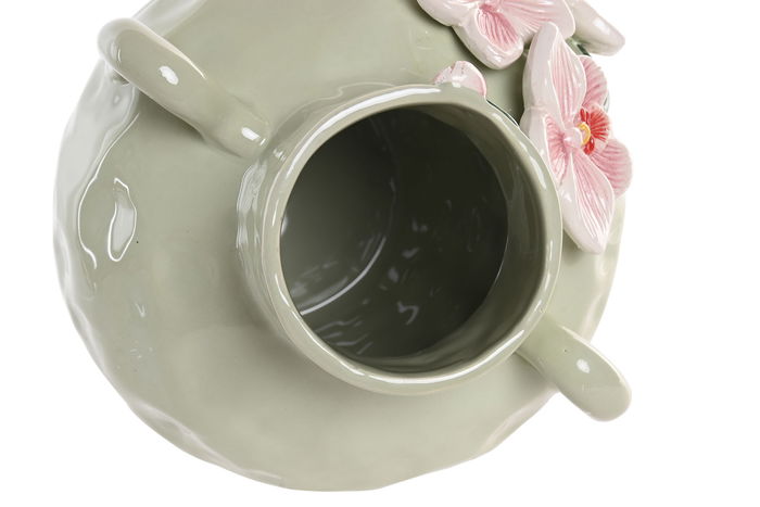 DKD Home Decor Jarrón Oriental Rosa Verde Cerámica 21 x 27 x 21 cm