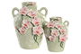 DKD Home Decor Jarrón Oriental Rosa Verde Cerámica 21 x 27 x 21 cm