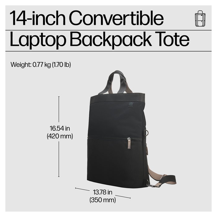 HP Mochila Convertible para Ordenador Portátil de 14 Pulgadas - Negro y Taupe HP Mochila Convertible para Ordenador Portátil de 14 Pulgadas - Negro y Taupe