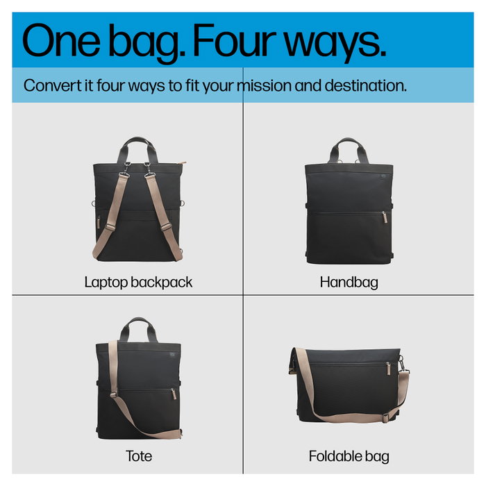 HP Mochila Convertible para Ordenador Portátil de 14 Pulgadas - Negro y Taupe HP Mochila Convertible para Ordenador Portátil de 14 Pulgadas - Negro y Taupe