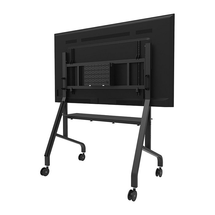 Neomounts FL50-575BL1 Carro Multimedia con Ruedas para TV 65-115", Acero Negro, 125 kg, VESA, 5 Años Garantía, Soporte de Suelo Móvil