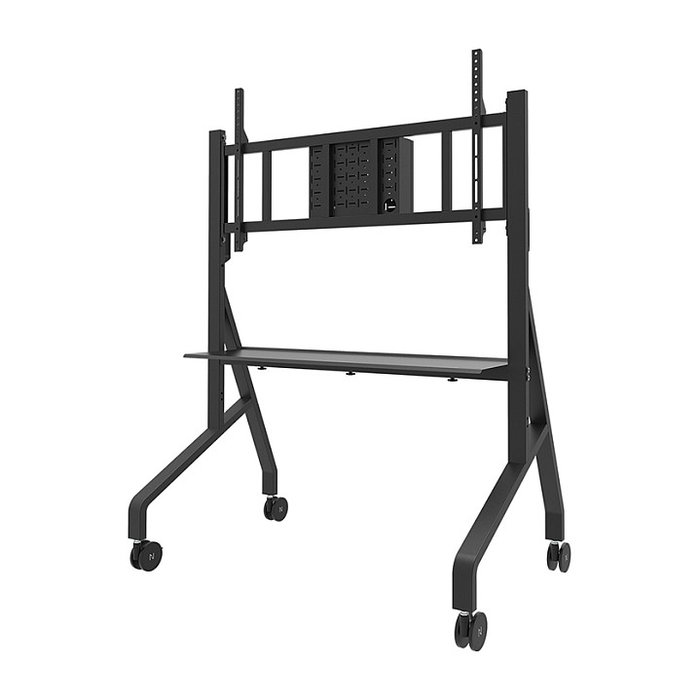 Neomounts FL50-575BL1 Carro Multimedia con Ruedas para TV 65-115", Acero Negro, 125 kg, VESA, 5 Años Garantía, Soporte de Suelo Móvil