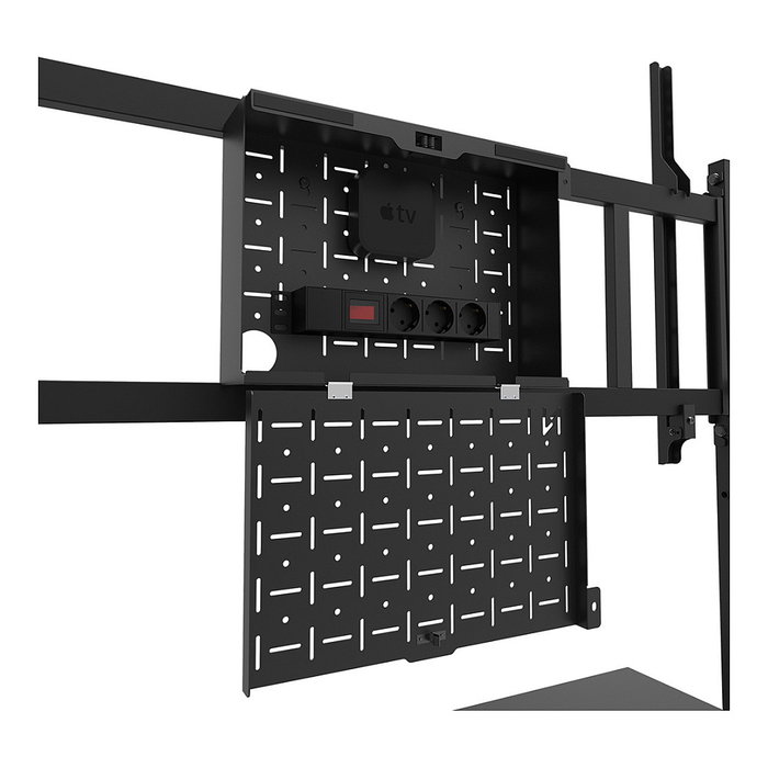 Neomounts FL50-575BL1 Carro Multimedia con Ruedas para TV 65-115", Acero Negro, 125 kg, VESA, 5 Años Garantía, Soporte de Suelo Móvil