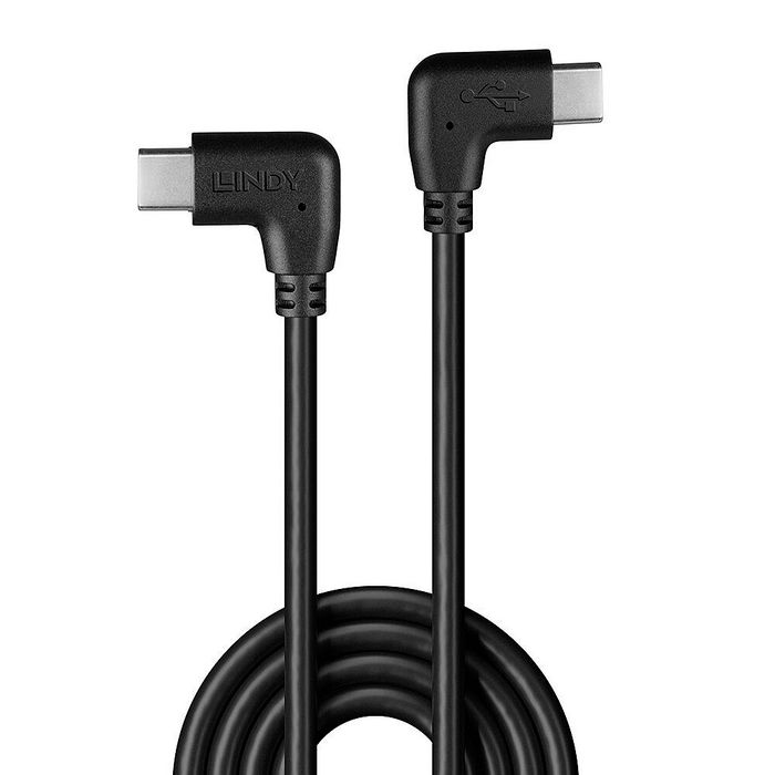 Lindy Cable USB 2.0 USB C a USB C Angular 0,5 m Negro 32008