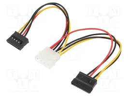 AKYGA Cable de alimentación SATA, Molex macho a 2x SATA hembra, 0,15m