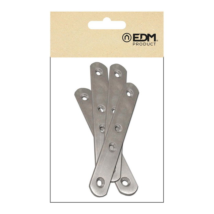 Edm Placa recta de unión PLC14 de acero inoxidable 120 x 19 x 2 mm, 4 uds
