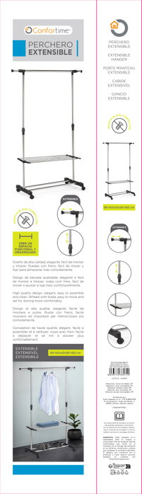 Confortime Perchero Extensible 89-145 x 43 x 90-160 cm (6 Unidades) Confortime Perchero Extensible 89-145 x 43 x 90-160 cm (6 Unidades)