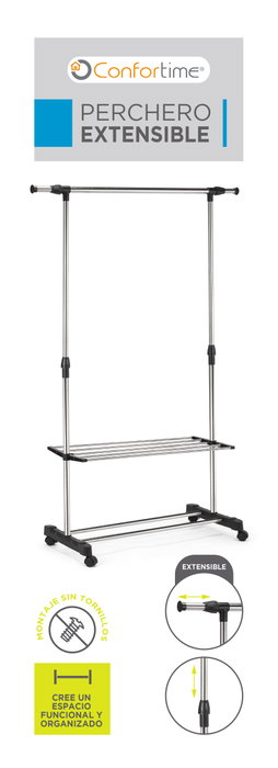 Confortime Perchero Extensible 89-145 x 43 x 90-160 cm (6 Unidades) Confortime Perchero Extensible 89-145 x 43 x 90-160 cm (6 Unidades)