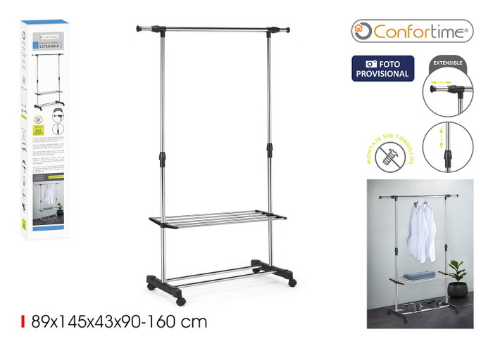 Confortime Perchero Extensible 89-145 x 43 x 90-160 cm (6 Unidades) Confortime Perchero Extensible 89-145 x 43 x 90-160 cm (6 Unidades)