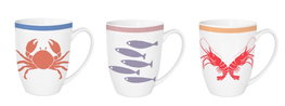 DKD Home Decor Mug Mediterraneo Colección Aiguablava Porcelana Multicolor 8.5 x 10 x 12 cm (6 Unidades)