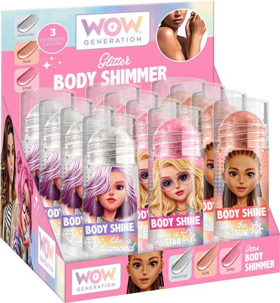 Kids Euroswan Purpurina Corporal Roll On Wow Generation - Purpurina Líquida en Aplicador para Piel, Edad Mínima 36 Meses