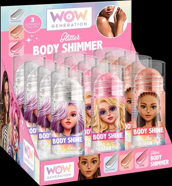 Kids Euroswan Purpurina Corporal Roll On Wow Generation - Purpurina Líquida en Aplicador para Piel, Edad Mínima 36 Meses