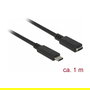 DeLOCK 85533 Cable Extensor USB 3.2 Gen 1 (USB 3.1) Tipo C Macho a Tipo C Hembra 1 m - 5 Gbit/s, 3A, Negro