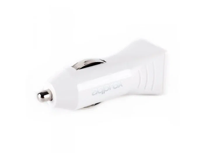Approx APPUSBCAR31W Cargador de Coche para Móvil 2 Puertos USB 5V 3.1A Blanco para Smartphone, GPS, Tableta, Reloj Inteligente y Auriculares