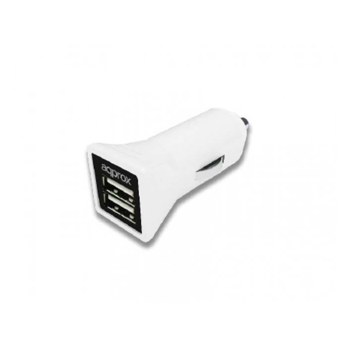 Approx Cargador USB Dual para Coche 3.1A Blanco Approx Cargador USB Dual para Coche 3.1A Blanco