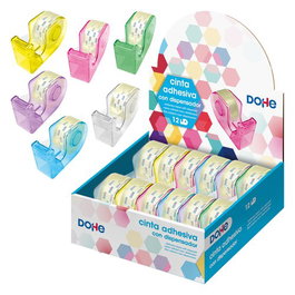 Cinta Adhesiva Rollo 18X20 Con Dispensador Expositor De 12