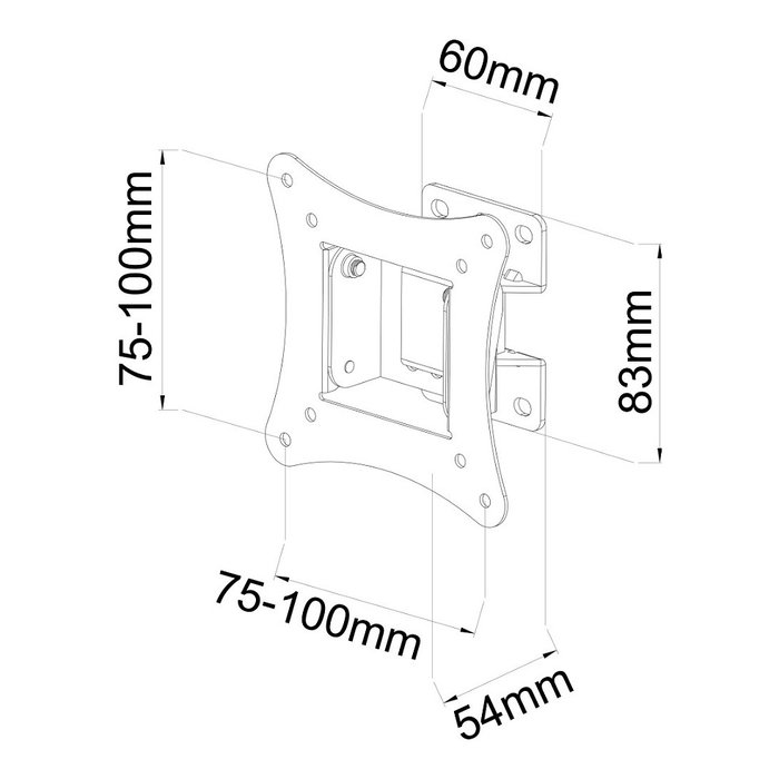 Techly ICA-LCD-901 Soportes de TV para Pared, 13-30 Pulgadas, Inclinación 0-12°, Giro -15 a 15°, 15 Kg Carga Máxima, VESA 75x75 y 100x100 mm, Negro