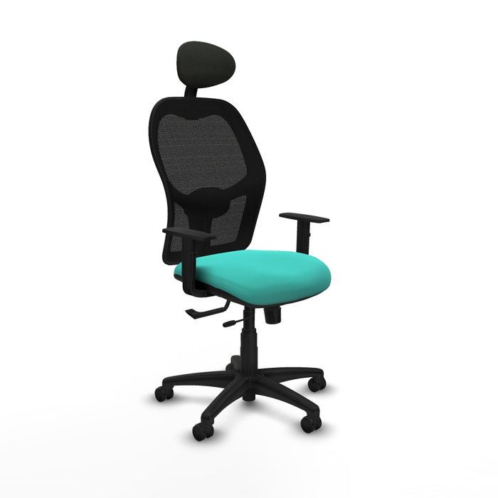 PIQUERAS Y CRESPO Silla de oficina Alocén traslack malla negra y similpiel turquesa PIQUERAS Y CRESPO Silla de oficina Alocén traslack malla negra y similpiel turquesa