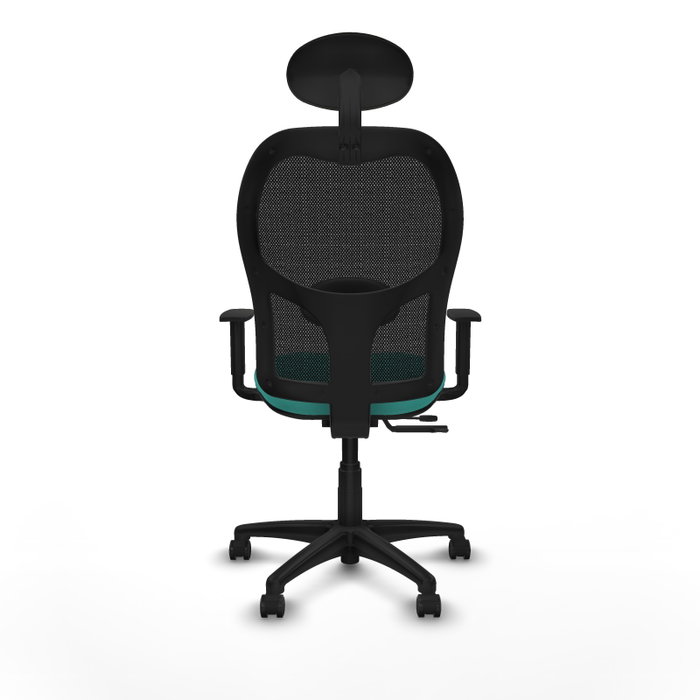 PIQUERAS Y CRESPO Silla de oficina Alocén traslack malla negra y similpiel turquesa PIQUERAS Y CRESPO Silla de oficina Alocén traslack malla negra y similpiel turquesa