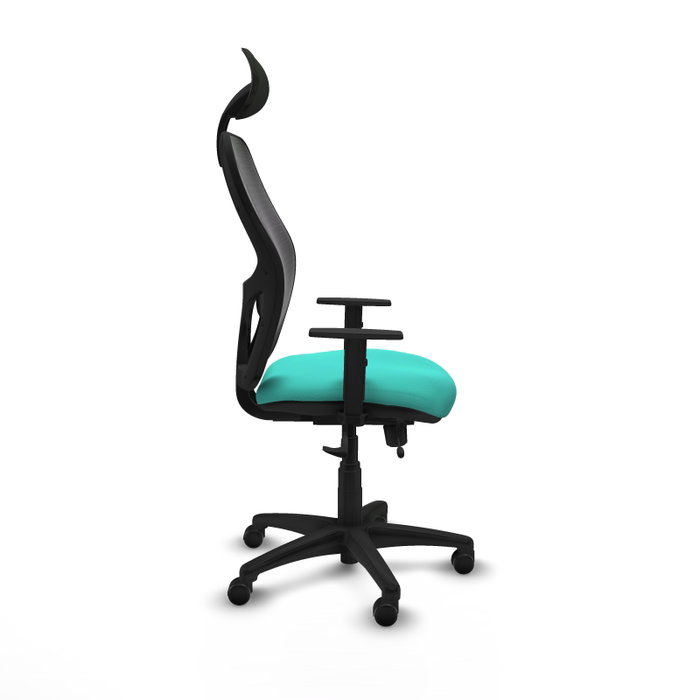 PIQUERAS Y CRESPO Silla de oficina Alocén traslack malla negra y similpiel turquesa PIQUERAS Y CRESPO Silla de oficina Alocén traslack malla negra y similpiel turquesa