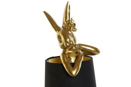 DKD Home Decor Lámpara Sobremesa Moderno Conejita Resina Algodon Dorado Negro 16 x 43 x 16 cm